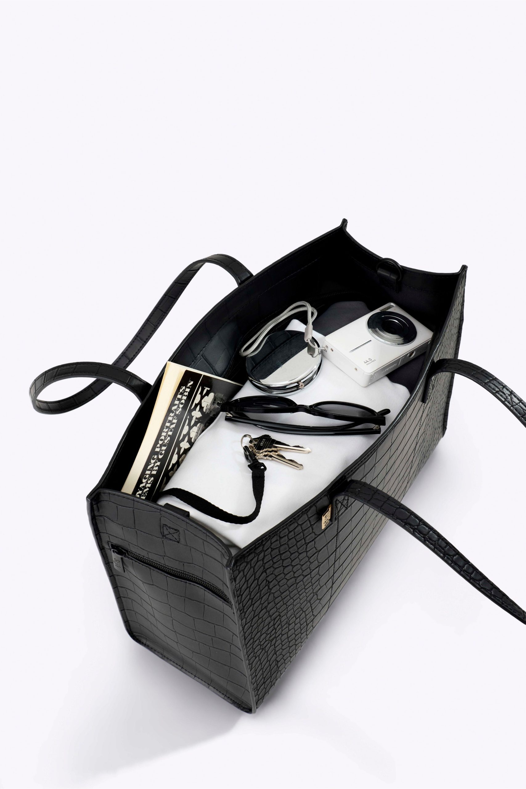 The Work Tote in Black Croc - Image 2